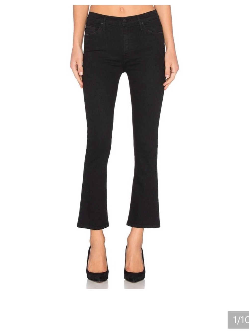 MOTHER Black Flared Crop Jeans